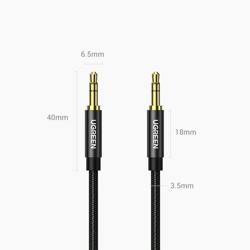 Cablu auxiliar 2x Jack 3.5mm Ugreen, negru, 2m, 50363