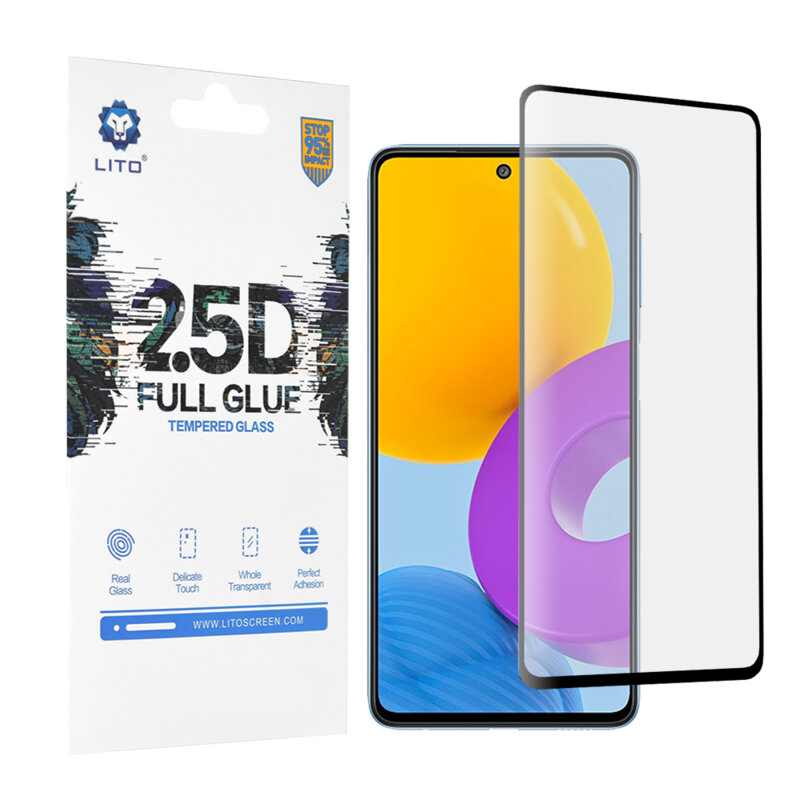 Folie sticla Samsung Galaxy M52 5G Lito 2.5D Full Glue, negru