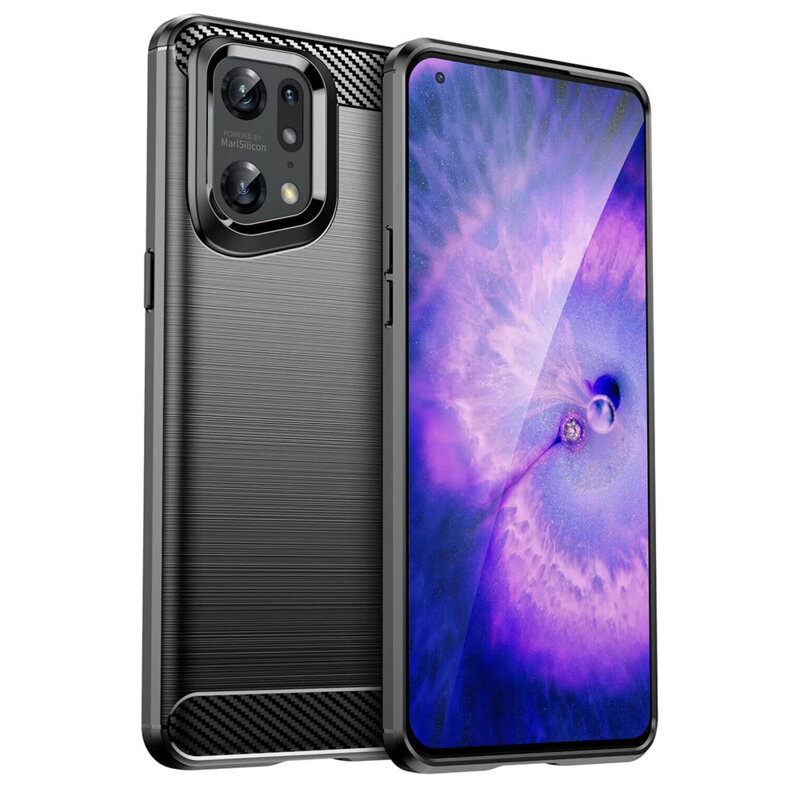 Husa Oppo Find X5 Pro Techsuit Carbon Silicone, negru