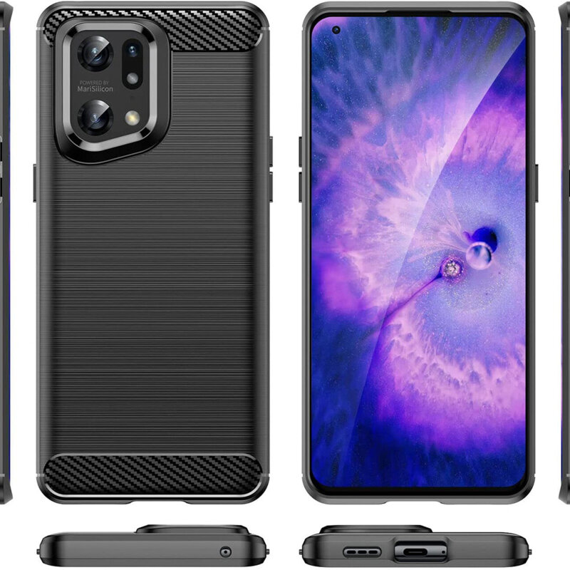 Husa Oppo Find X5 Pro Techsuit Carbon Silicone, negru