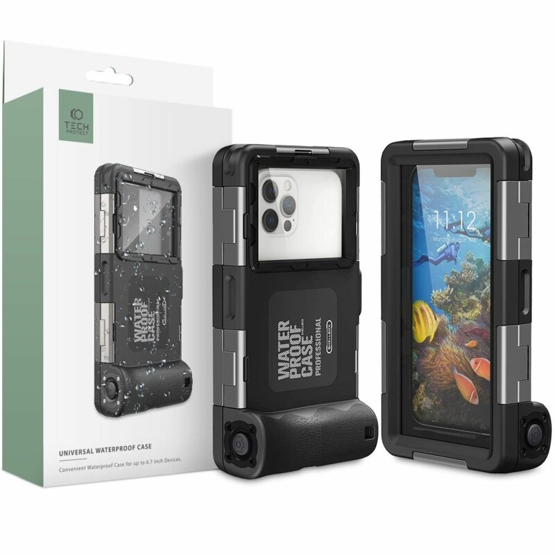 Husa subacvatica profesionala pentru telefon Tech-Protect, negru