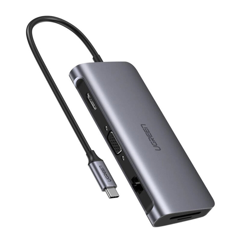 Dock USB-C, 3xUSB, VGA, HDMI, RJ 45, SD/TF, Ugreen, 40873