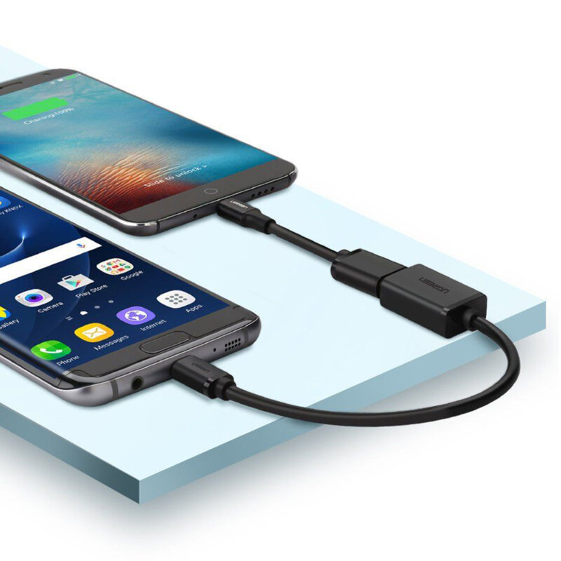 Adaptor OTG USB la Micro-USB Ugreen, 480Mbps, 15cm, negru, 10396