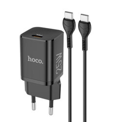 Incarcator tip C Fast Charge Hoco 25W N19 + cablu USB-C, negru
