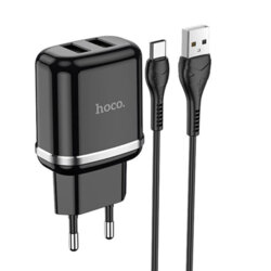 Incarcator priza 2xUSB Hoco N4 + cablu tip C, 2.4A, negru