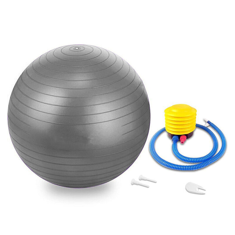 Minge gimnastica pentru recuperare fizica, fitness, yoga, pompa manuala, gri