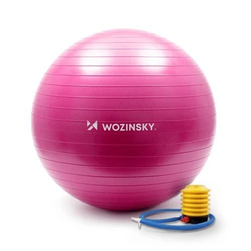Minge gimnastica pentru recuperare fizica, fitness, yoga, pompa manuala, roz