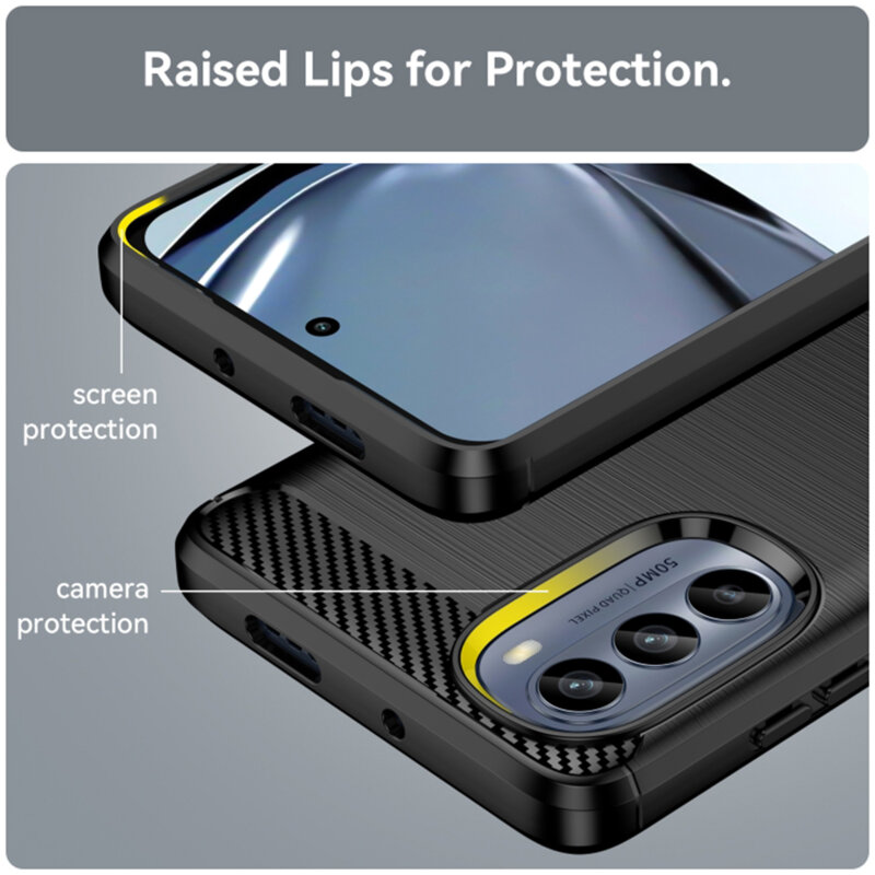 Husa Motorola Moto G62 5G Techsuit Carbon Silicone, negru