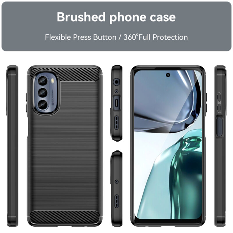 Husa Motorola Moto G62 5G Techsuit Carbon Silicone, negru