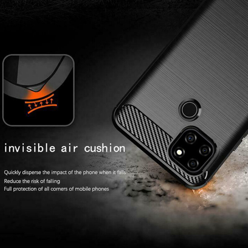 Husa Realme C21Y Techsuit Carbon Silicone, negru