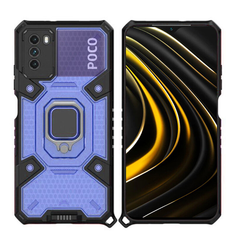 Husa antisoc Xiaomi Poco M3 Techsuit Honeycomb, albastru