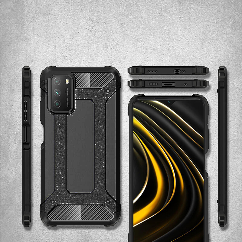 Husa Xiaomi Poco M3 Techsuit Hybrid Armor, negru