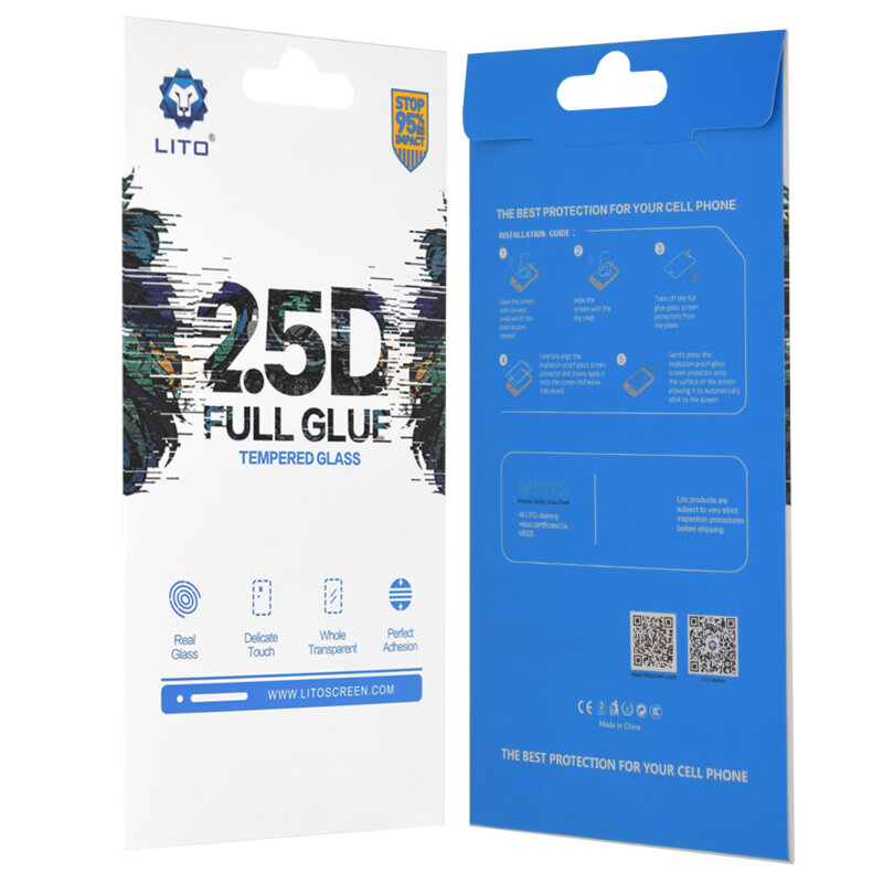 Folie sticla iPhone 14 Pro Lito 2.5D Full Glue, negru