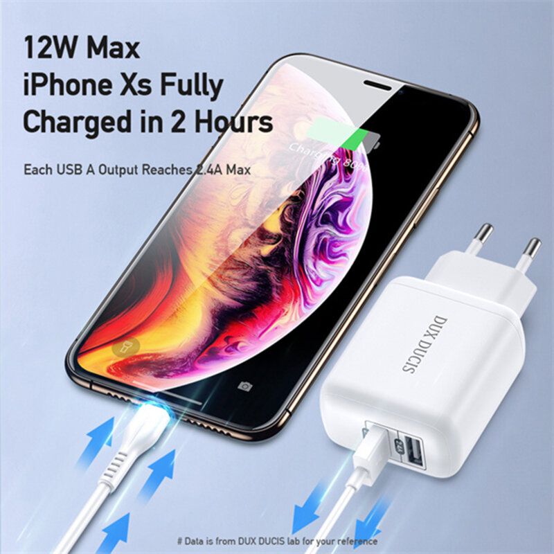 Incarcator Fast Charging 2 x USB 12W Dux Ducis C10, alb