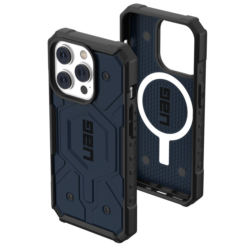 Husa iPhone 14 Pro antisoc UAG Pathfinder MagSafe, bleumarin