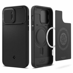 Husa iPhone 14 Pro Spigen Optik Armor MagSafe, negru