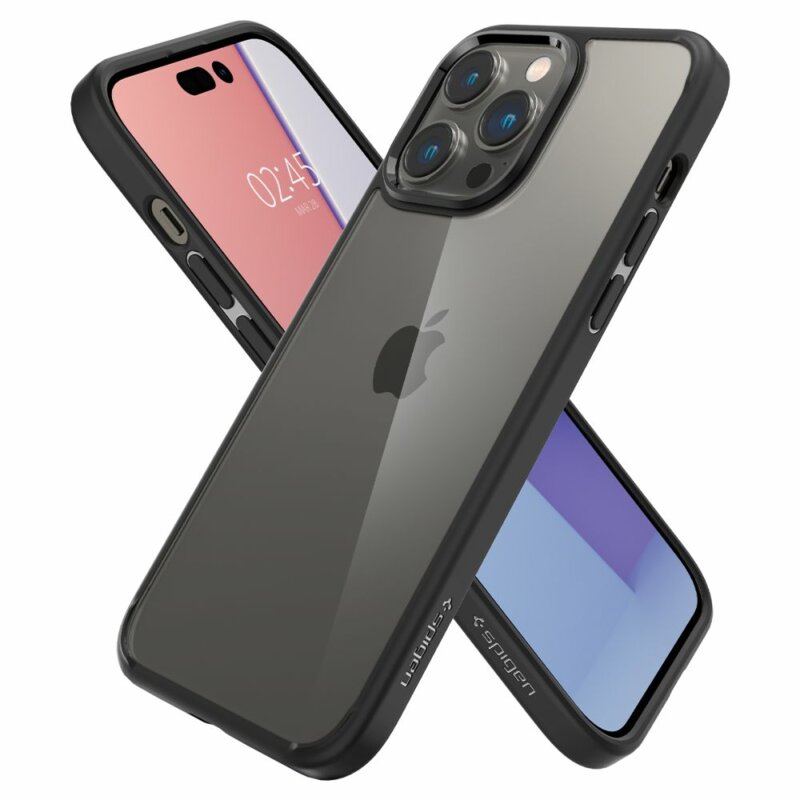 Husa transparenta iPhone 14 Pro Max Spigen Ultra Hybrid, negru matte