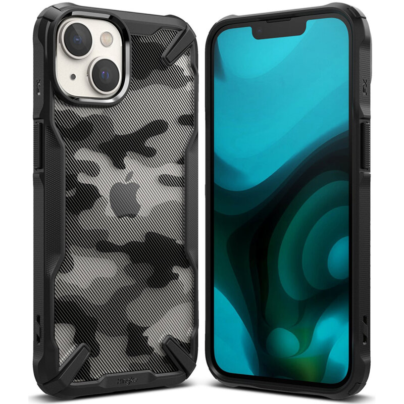 Husa iPhone 14 Plus Ringke Fusion X Design, camo black