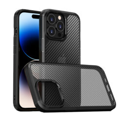 Husa iPhone 14 Pro Techsuit CarbonFuse transparenta, negru
