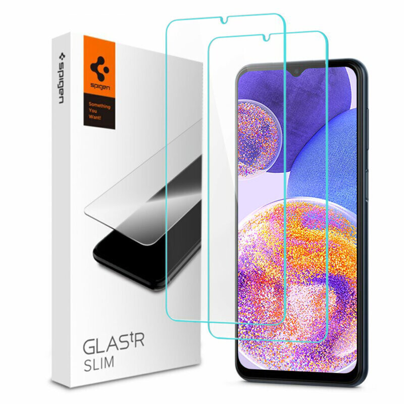 [Pachet 2x] Folie sticla Samsung Galaxy A23 Spigen Glas.tR Slim, clear