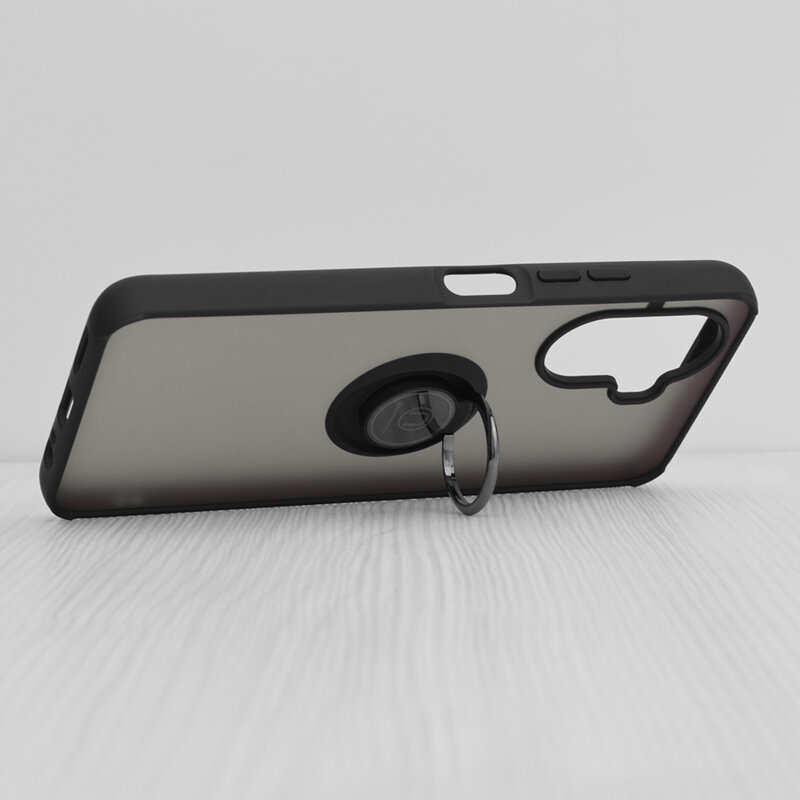Husa Huawei nova Y70 Techsuit Glinth cu inel suport stand magnetic, negru