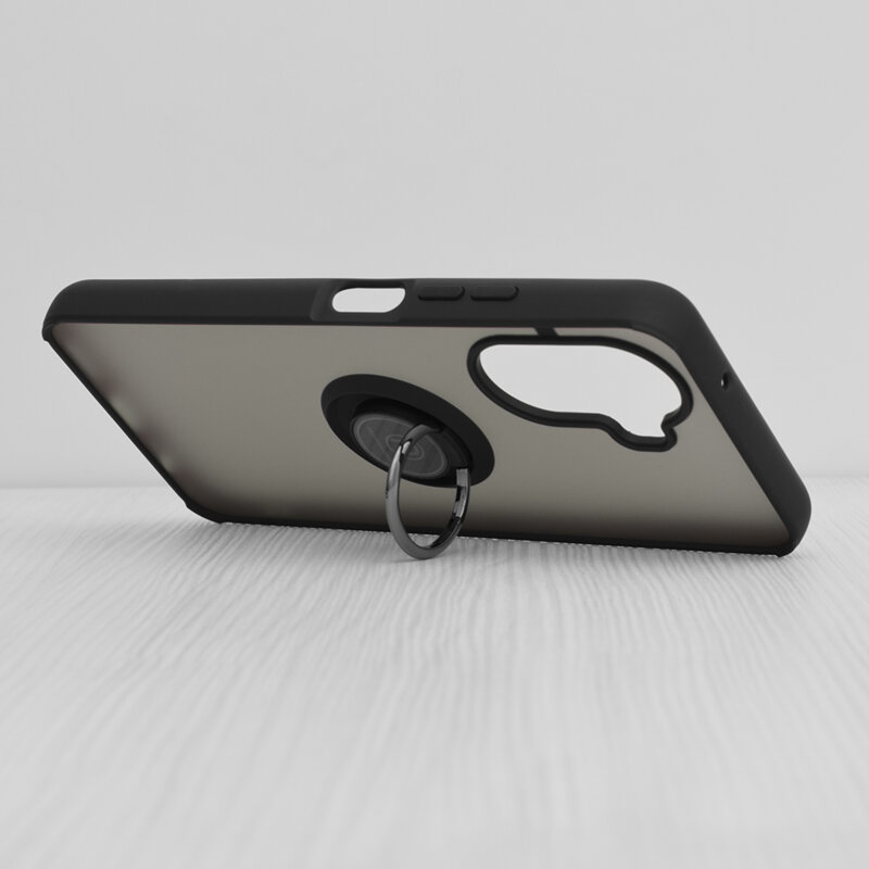 Husa Huawei nova Y70 Techsuit Glinth cu inel suport stand magnetic, negru