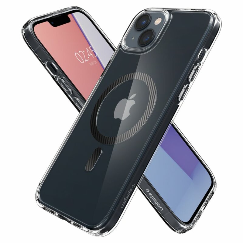 Husa transparenta iPhone 14 Plus Spigen Ultra Hybrid Mag, carbon fiber