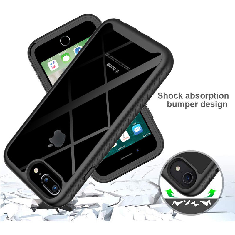 [Pachet 360°] Husa + Folie iPhone 7 Plus Techsuit Defense, Negru