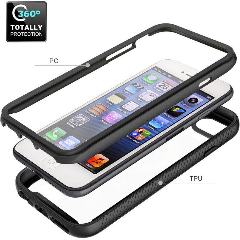 [Pachet 360°] Husa + Folie iPhone 5 / 5s / SE Techsuit Defense, Negru