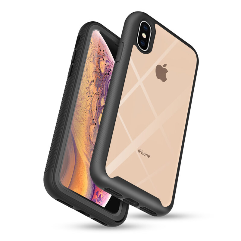 [Pachet 360°] Husa + Folie iPhone XS Max Techsuit Defense, Negru