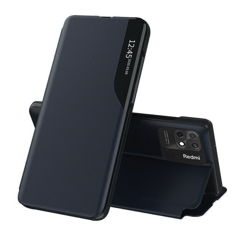 Husa Xiaomi Redmi 10C Eco Leather View flip tip carte, albastru