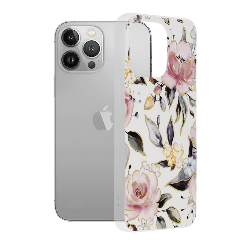Husa iPhone 13 Pro Techsuit Marble, Chloe White