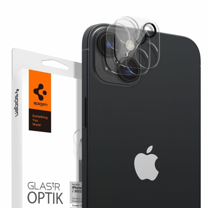 [Pachet 2x] Folie sticla camera iPhone 14 Plus Spigen Glas.tR Optik, transparenta