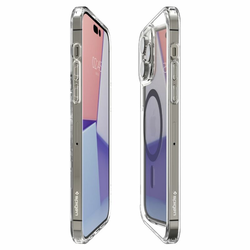 Husa transparenta iPhone 14 Pro Spigen Ultra Hybrid MagSafe, cenusiu