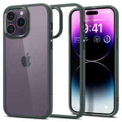 Husa transparenta iPhone 14 Pro Max Spigen Ultra Hybrid, verde