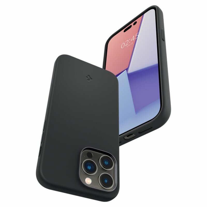 Husa iPhone 14 Pro Spigen Silicone Fit, MagSafe, negru