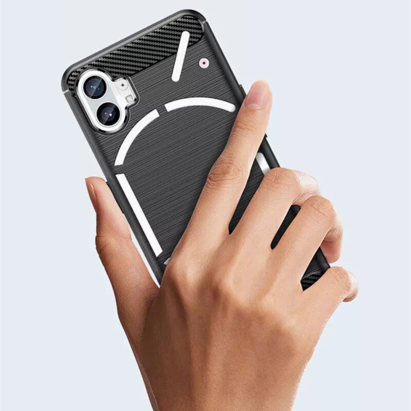Husa Nothing Phone (1) Techsuit Carbon Silicone, negru