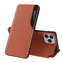 Husa iPhone 14 Pro Eco Leather View flip tip carte, portocaliu