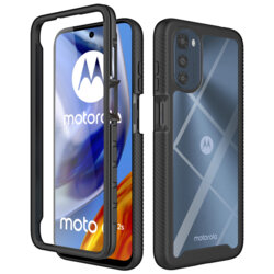 [Pachet 360°] Husa + folie Motorola Moto E32s Techsuit Defense, negru