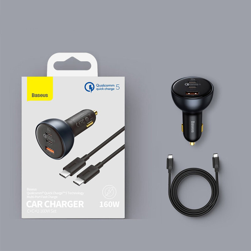 Incarcator auto Quick Charge + cablu USB-C Baseus, TZCCZM-0G