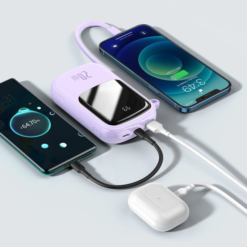 Acumulator extern 20000mAh Baseus cu cablu Lightning, mov, PPQD-H05