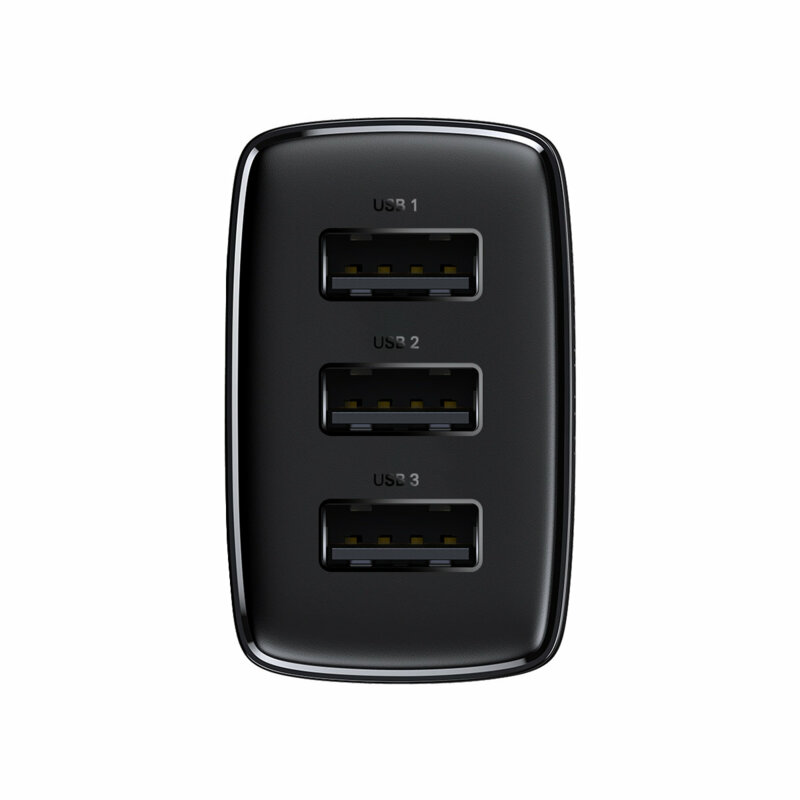 Incarcator de priza 3 x USB Baseus, 17W, negru, CCXJ020101