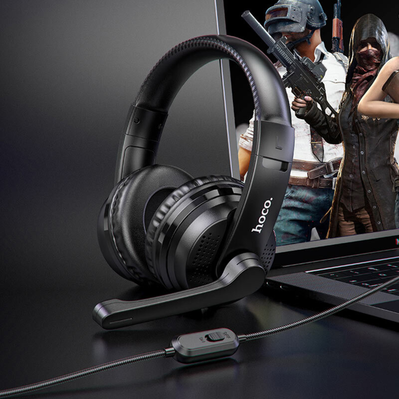 Casti gaming cu microfon on-ear Hoco W103, Jack 3.5mm, negru