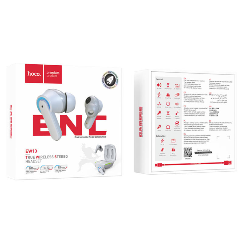 Casti stereo Bluetooth ENC true wireless Hoco EW13, gri