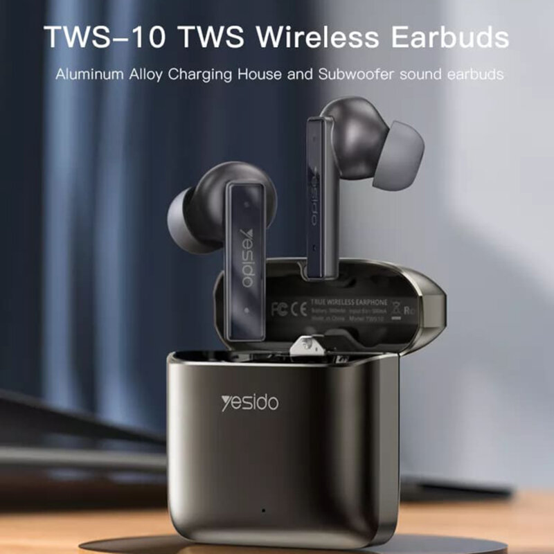 Casti in-ear TWS Noise Cancelling Yesido TWS10, negru