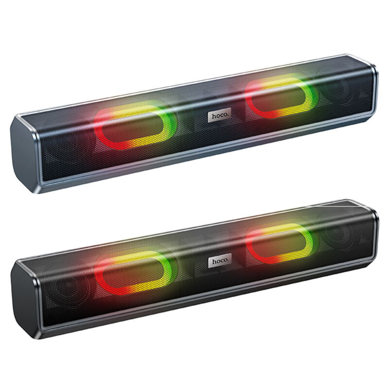 Boxa portabila wireless cu lumini RGB Hoco BS49, negru