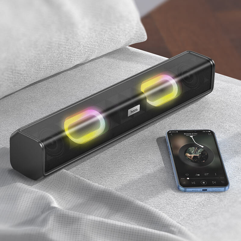 Boxa portabila wireless cu lumini RGB Hoco BS49, negru