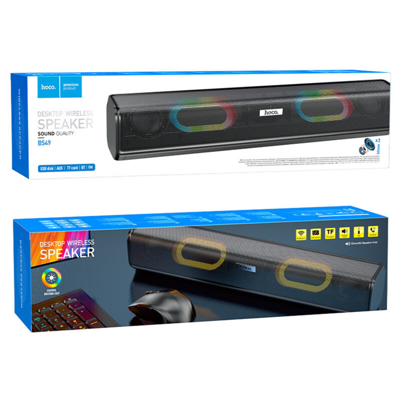 Boxa portabila wireless cu lumini RGB Hoco BS49, negru