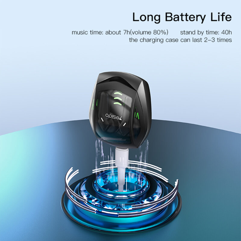 Casti in-ear gaming TWS Bluetooth cu LED Yesido TWS14, negru