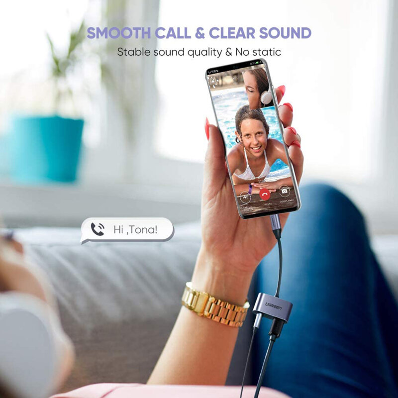 Adaptor casti USB-C la mufa Jack, Type-C Ugreen, gri, 50596